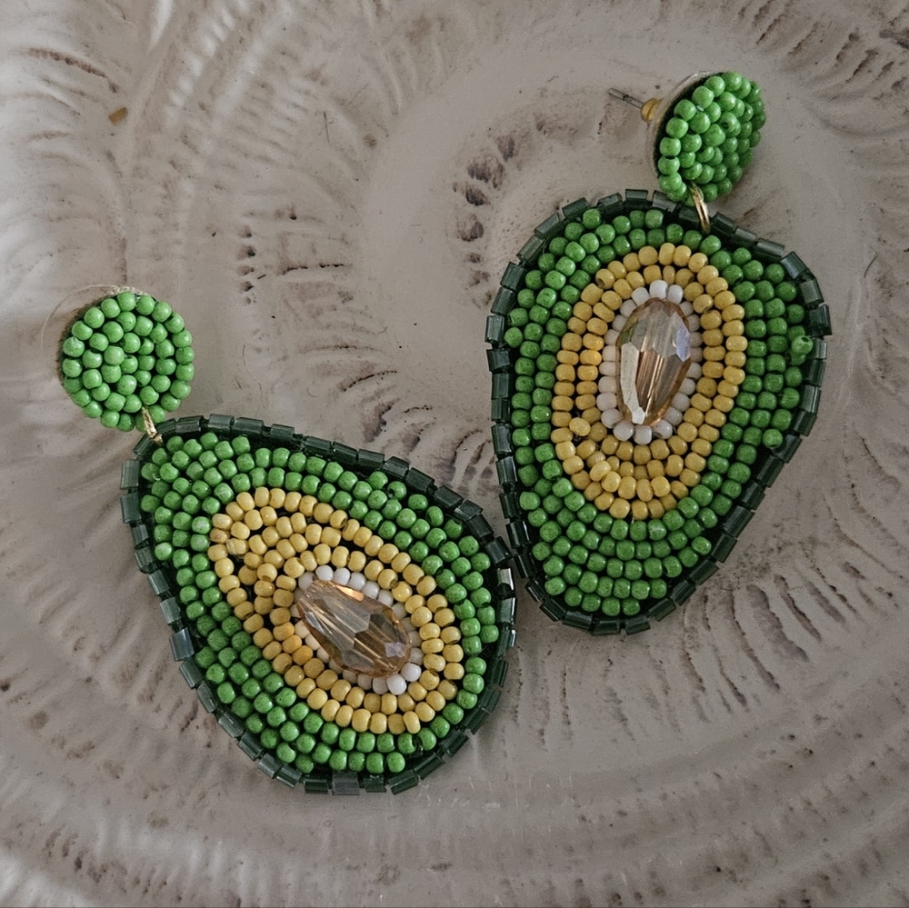 Avocado Beaded Earrings